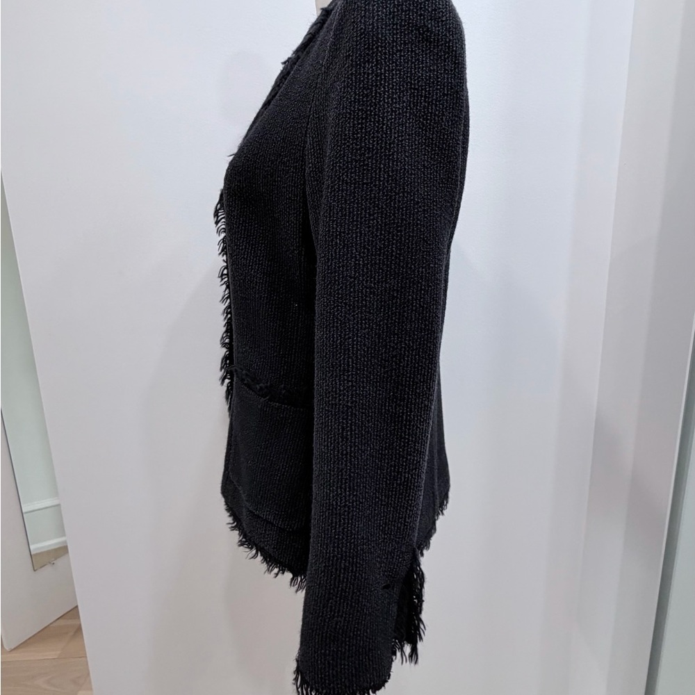 Rare Vintage CHANEL Fringe Trim Knit Jacket Karl Lagerfeld Era - Sz FR 38 - - Picture 8 of 15